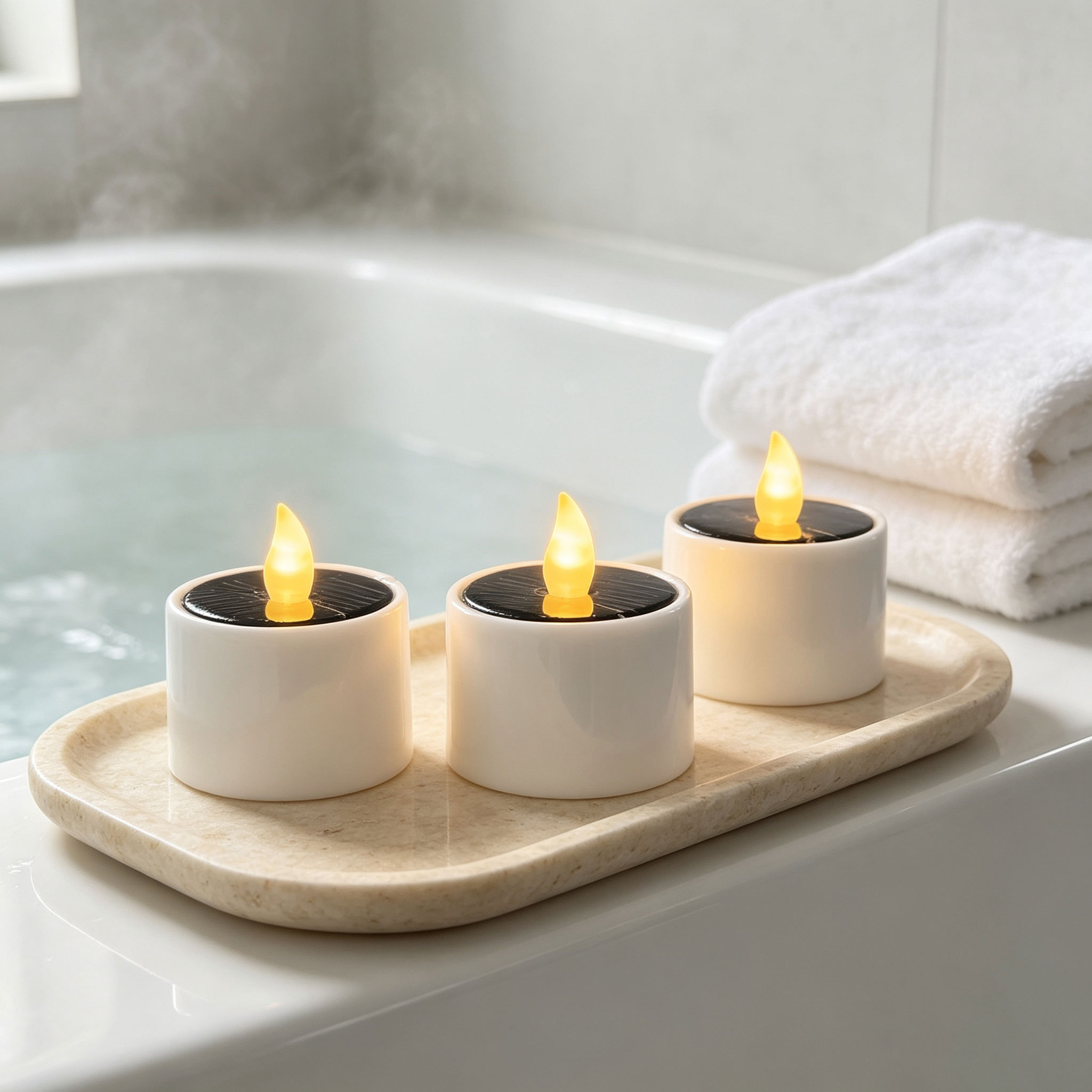 Solar Candles Creating Cozy And Safe Ambiance In Dining Room