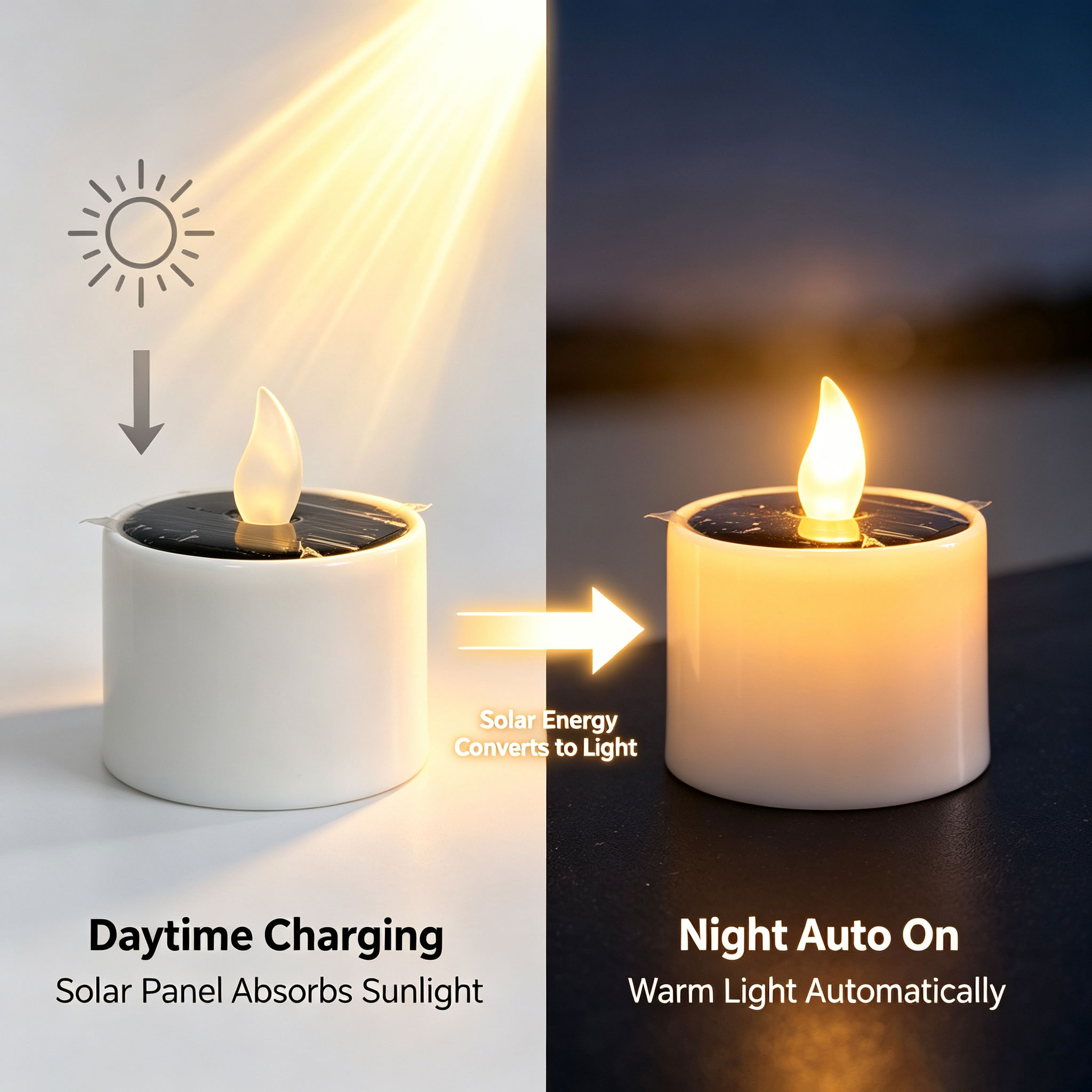 Solar Candles With Automatic Light Sensor Switching On At Dusk