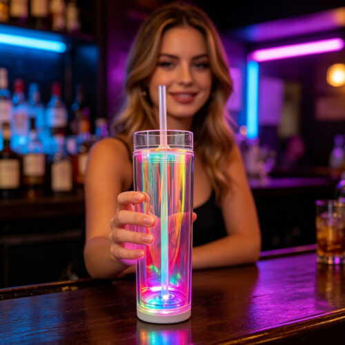 17OZ Iridescent LED Tumbler Cup with Straw