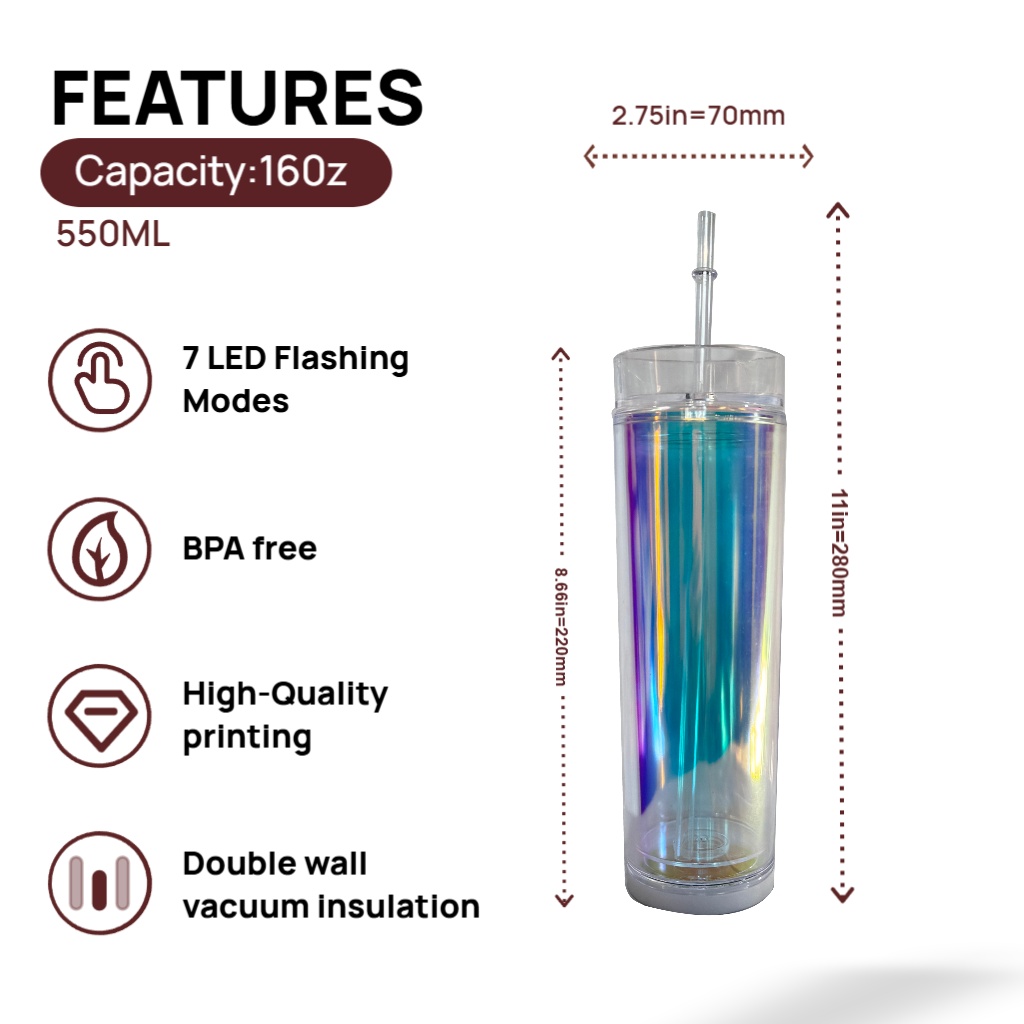 LED Iridescent Tumbler Flashing Cup