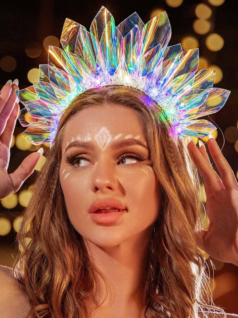 Iridescent LED Light Up Crown Headband