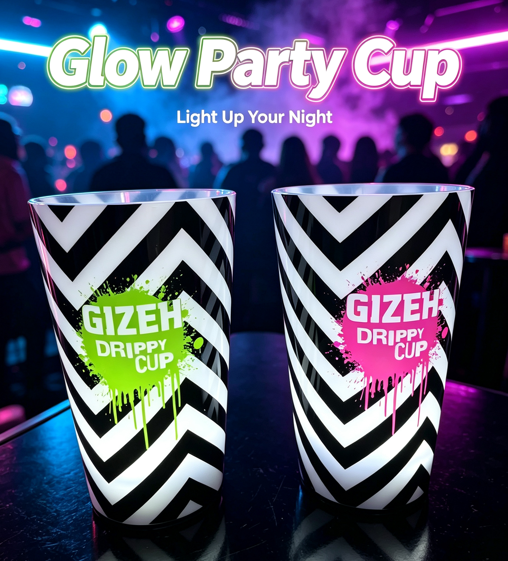 Liquid activated cup with LED light show