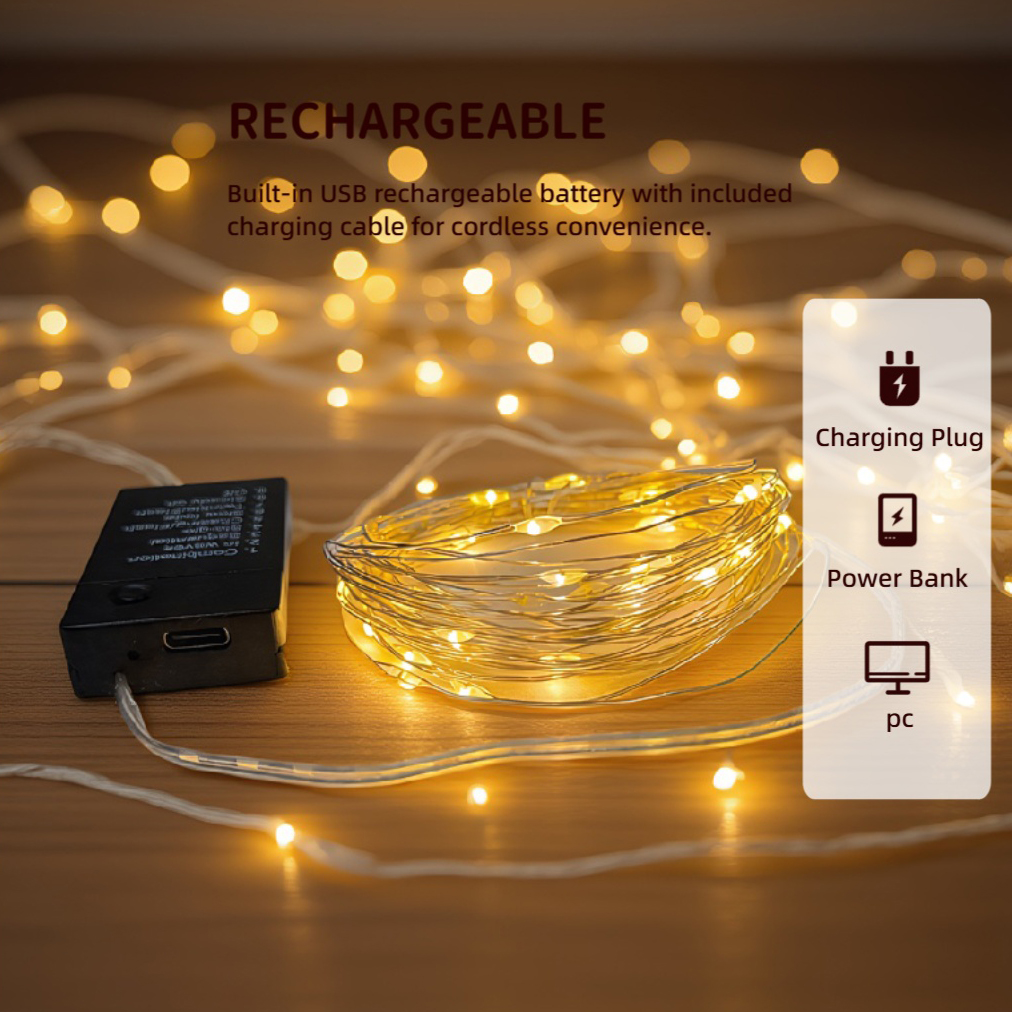 LED Rechargeable Fairy String Lights