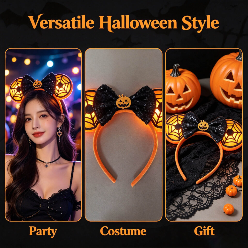 LED jewelry headband bow style glowing in dark party setting