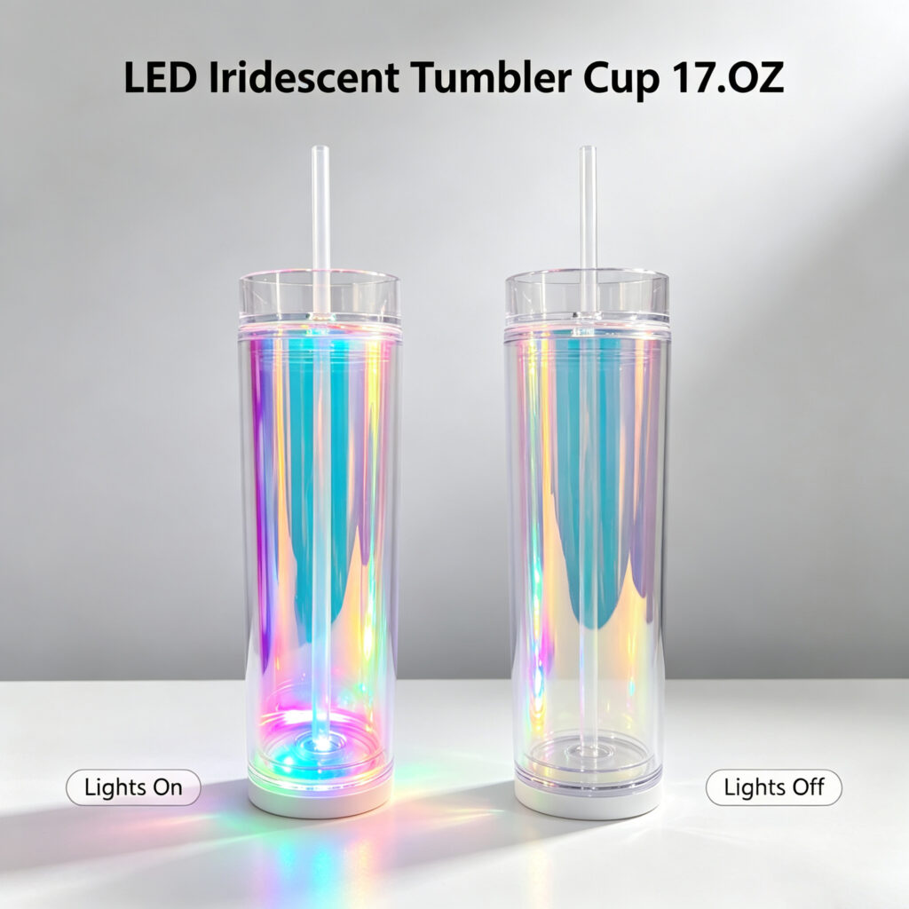 LED lighted barware cups with multicolor lights