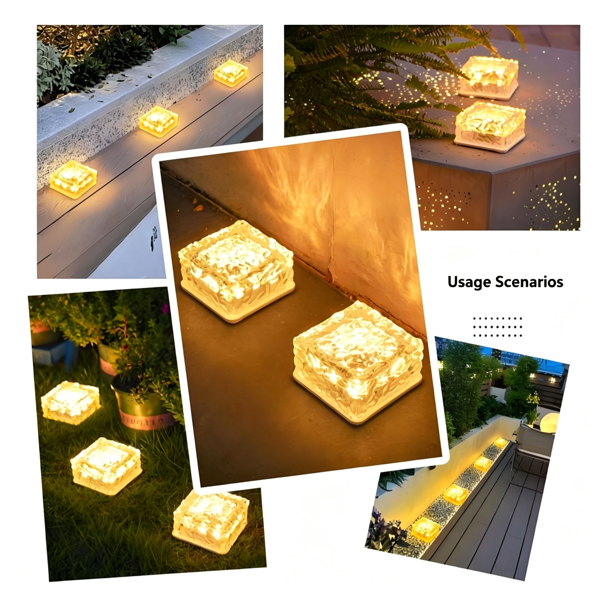 Solar ice cube lights in rectangle hexagon square and round shapes