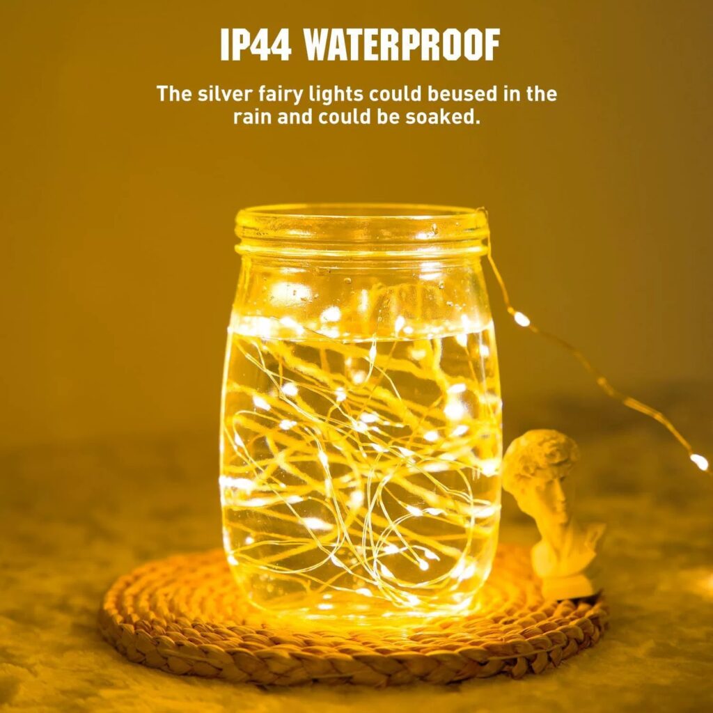 Fairy string lights battery operated warm white copper wire 5m