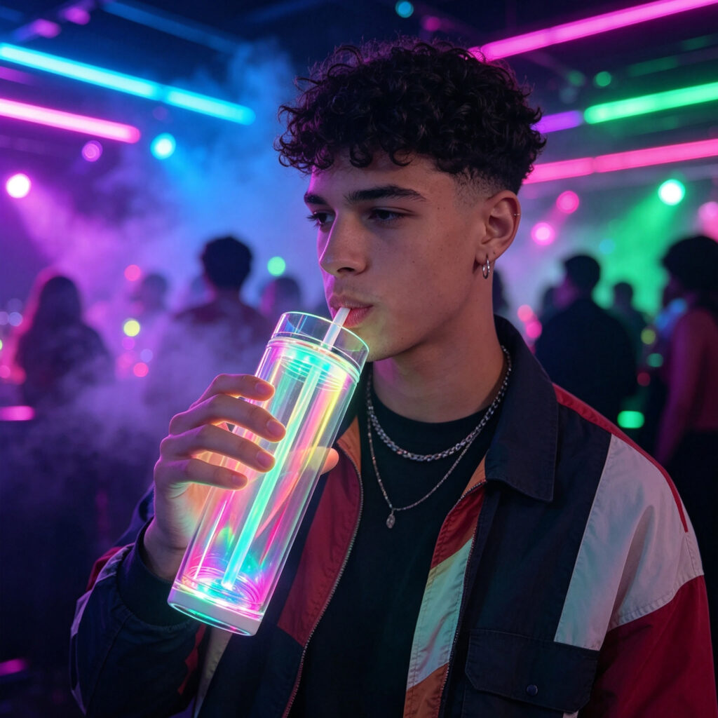 Glow party with LED wristbands and light up cups