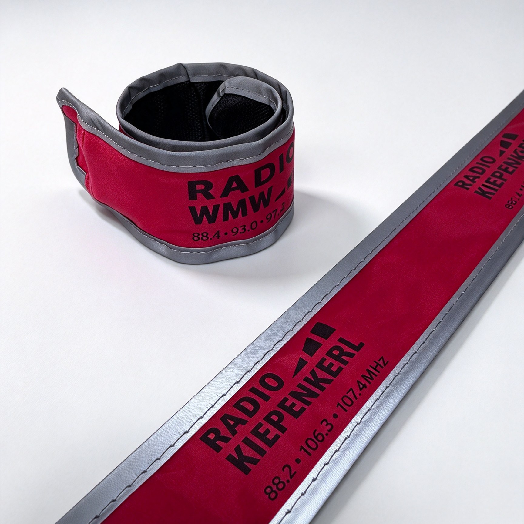 Close-up of CR2032 battery compartment on LED arm band