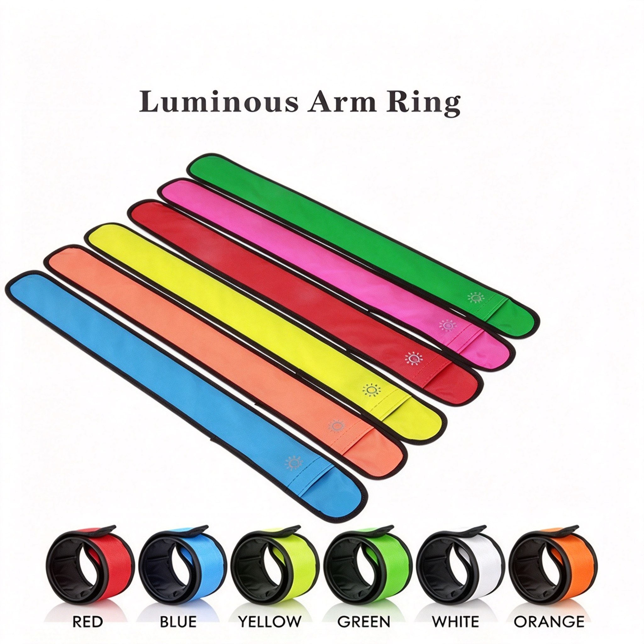 LED arm band with reflective edging illuminated in low light